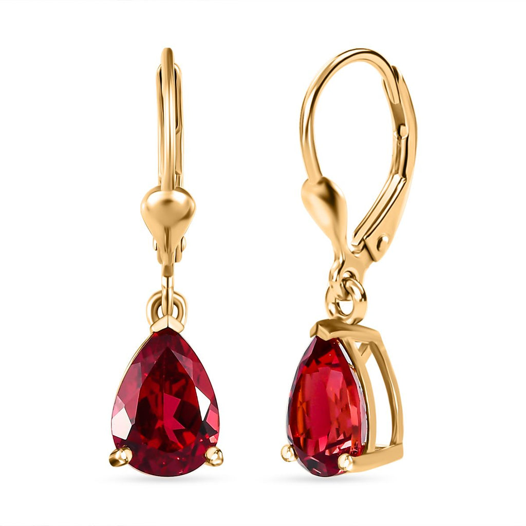 Lab Created Padparadscha-Saphir Ohrringe 925 Silber Gelbgold Vermeil ca. 5,56 ct.