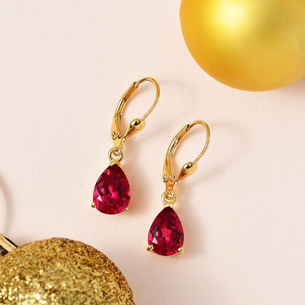 Lab Created Padparadscha-Saphir Ohrringe 925 Silber Gelbgold Vermeil ca. 5,56 ct.