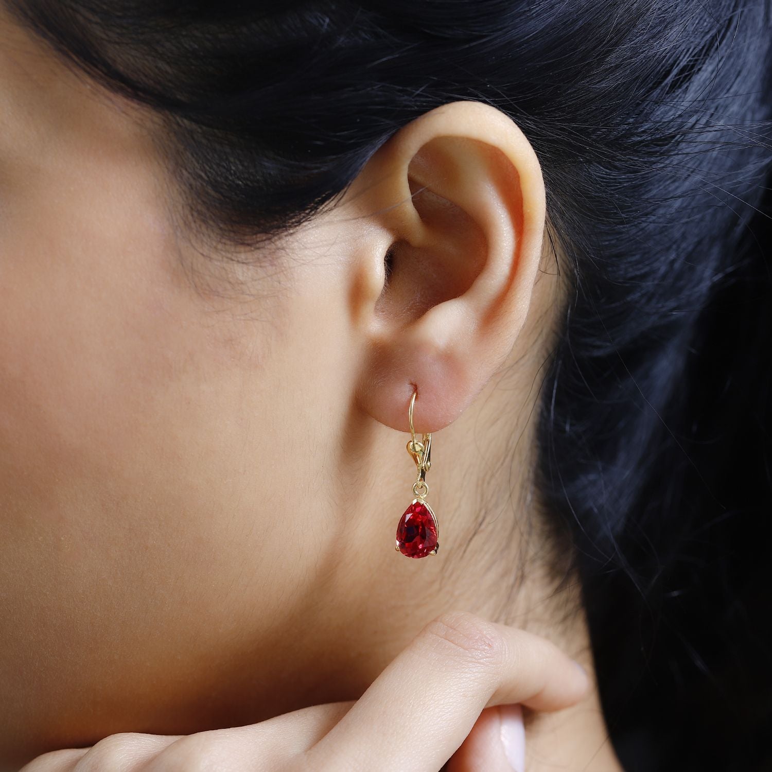Lab Created Padparadscha-Saphir Ohrringe 925 Silber Gelbgold Vermeil ca. 5,56 ct.