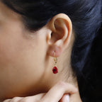 Lab Created Padparadscha-Saphir Ohrringe 925 Silber Gelbgold Vermeil ca. 5,56 ct.