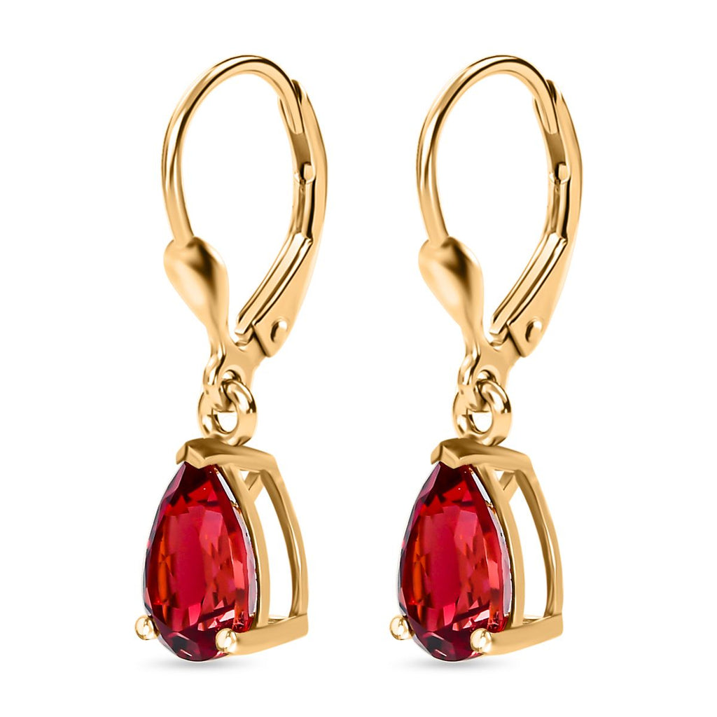 Lab Created Padparadscha-Saphir Ohrringe 925 Silber Gelbgold Vermeil ca. 5,56 ct.