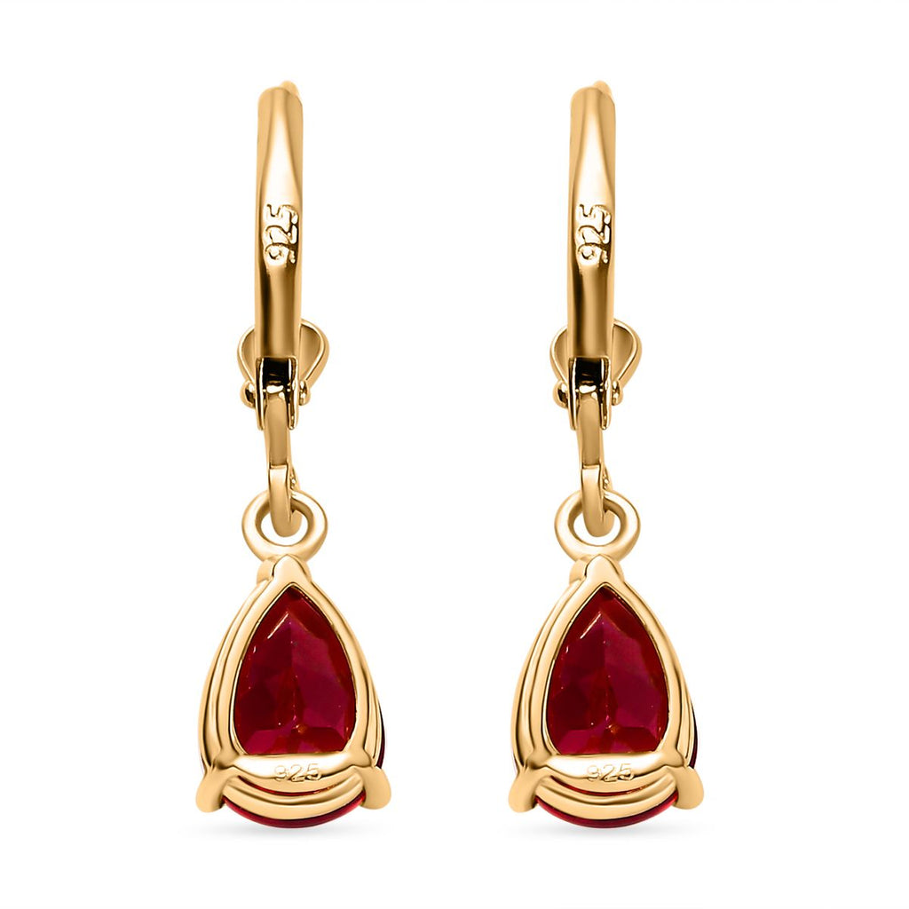 Lab Created Padparadscha-Saphir Ohrringe 925 Silber Gelbgold Vermeil ca. 5,56 ct.