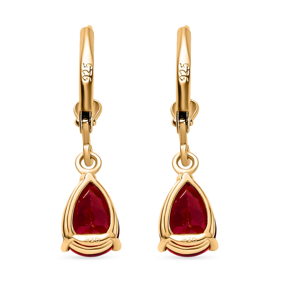 Lab Created Padparadscha-Saphir Ohrringe 925 Silber Gelbgold Vermeil ca. 5,56 ct.
