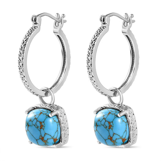 Blaues Türkis Ohrringe Edelstahl, ca. 10.41 ct