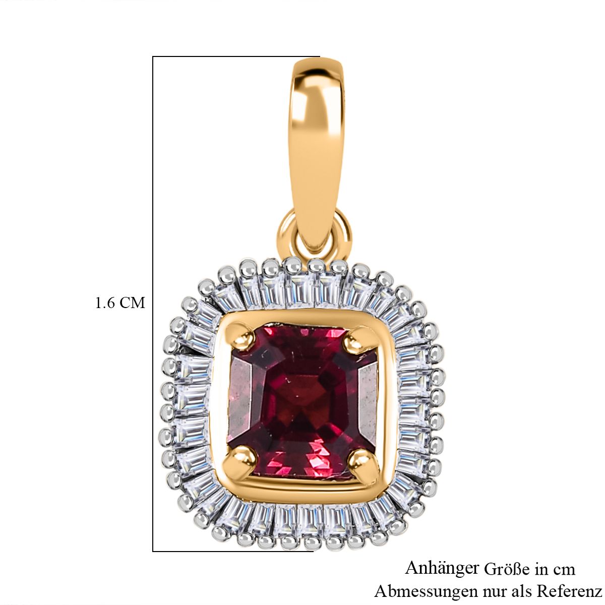 AAAA Rubellit, Weißer Diamant Anhänger 585 Gold ca. 0,94 ct.