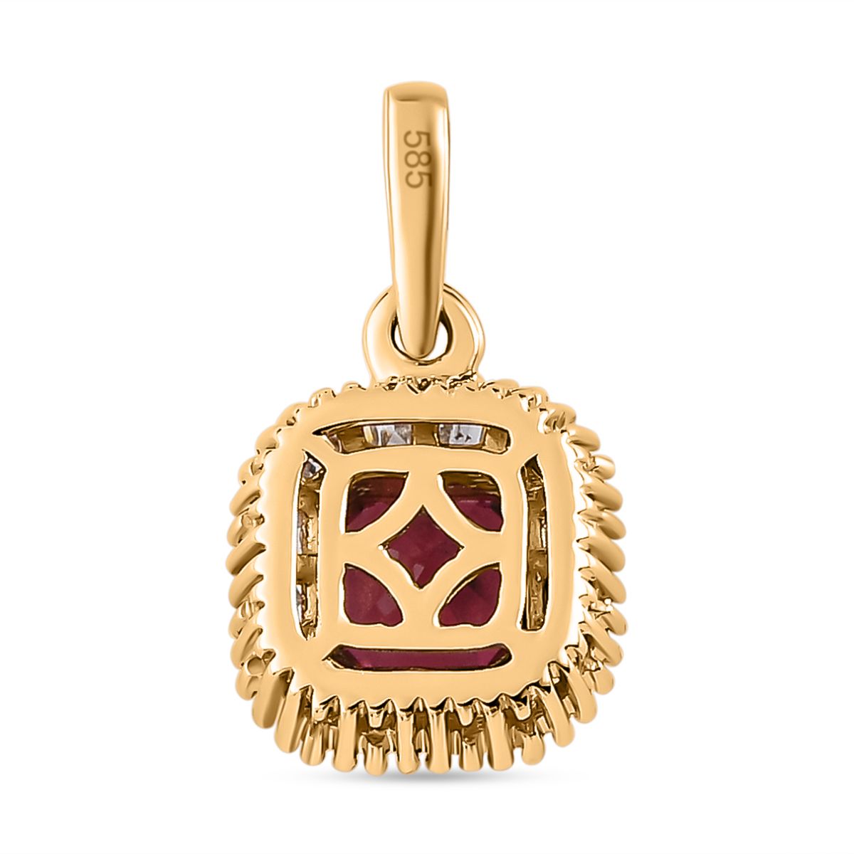 AAAA Rubellit, Weißer Diamant Anhänger 585 Gold ca. 0,94 ct.