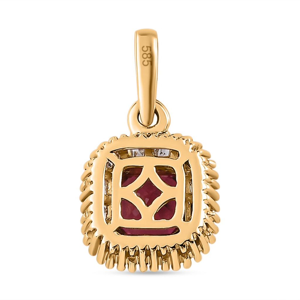 AAAA Rubellit, Weißer Diamant Anhänger 585 Gold ca. 0,94 ct.