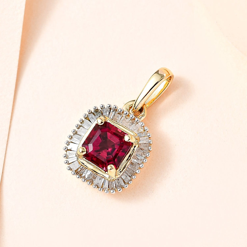 AAAA Rubellit, Weißer Diamant Anhänger 585 Gold ca. 0,94 ct.