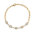 AA Natürlicher, äthiopischer Welo Opal Armband ca. 18 cm 925 Silber Gelbgold Vermeil ca. 1,68 ct.
