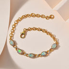 AA Natürlicher, äthiopischer Welo Opal Armband ca. 18 cm 925 Silber Gelbgold Vermeil ca. 1,68 ct.