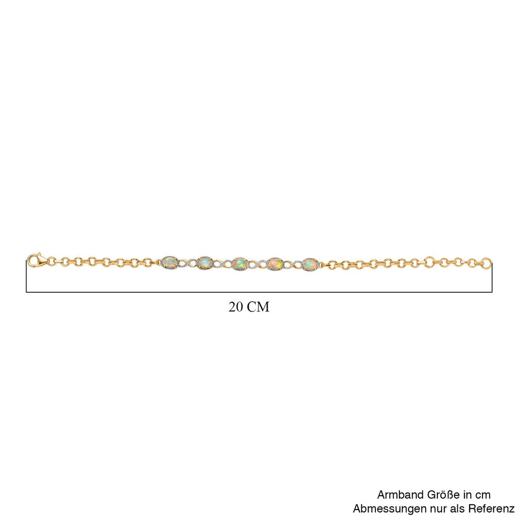 AA Natürlicher, äthiopischer Welo Opal Armband ca. 18 cm 925 Silber Gelbgold Vermeil ca. 1,68 ct.