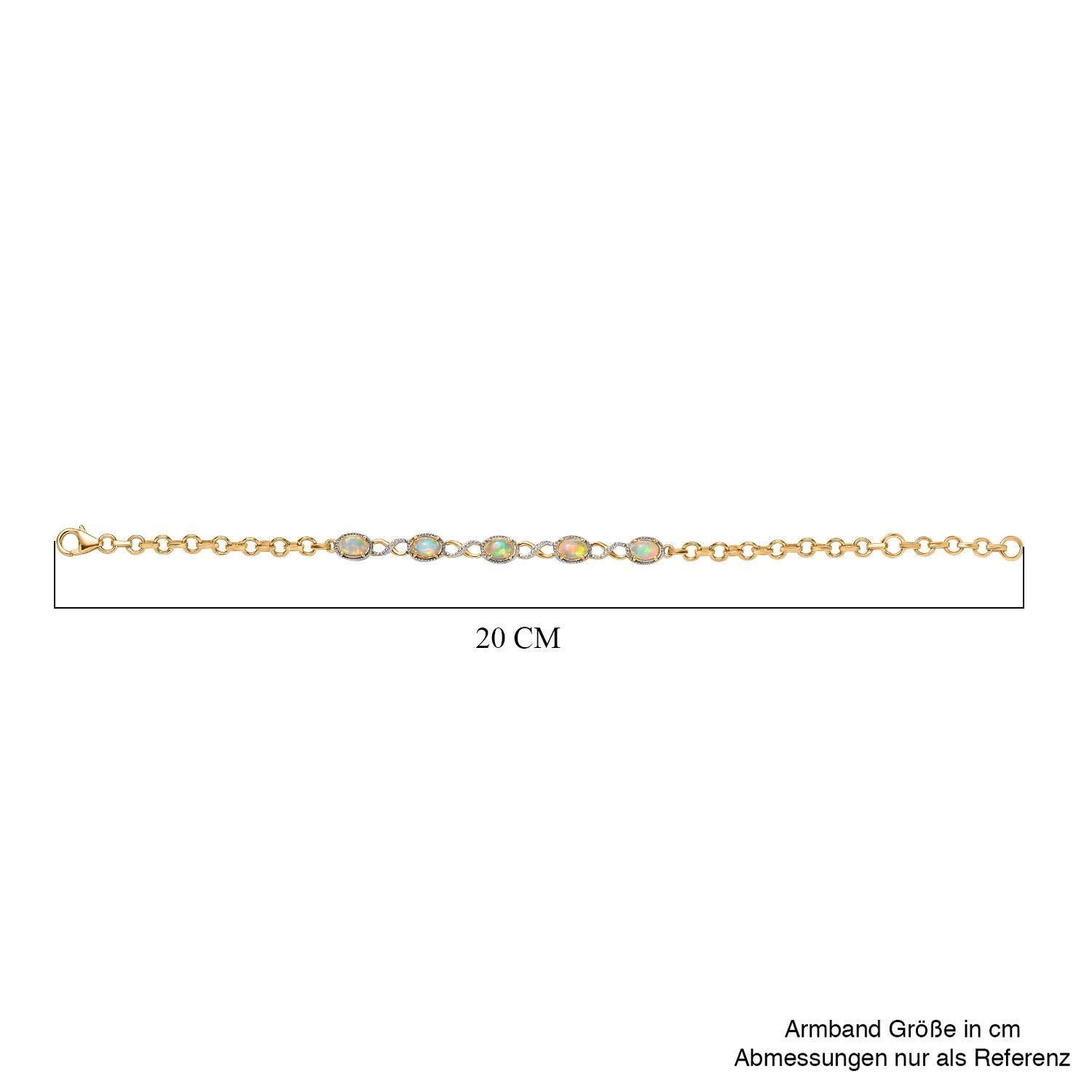 AA Natürlicher, äthiopischer Welo Opal Armband ca. 18 cm 925 Silber Gelbgold Vermeil ca. 1,68 ct.