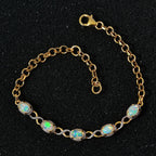 AA Natürlicher, äthiopischer Welo Opal Armband ca. 18 cm 925 Silber Gelbgold Vermeil ca. 1,68 ct.