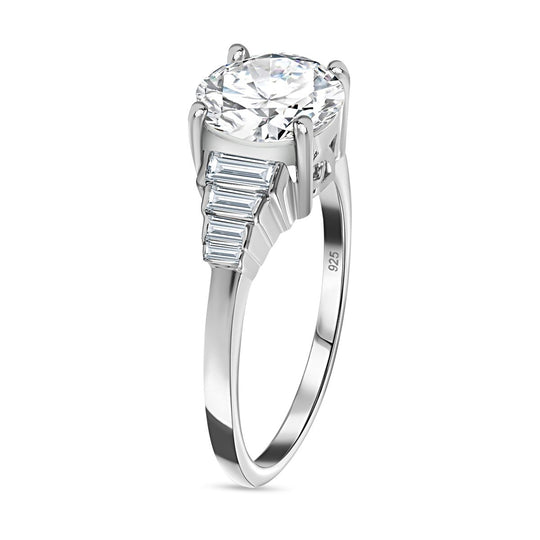 Moissanit Ring, 925 Silber platiniert, (Größe 19.00), ca. 2.54 ct