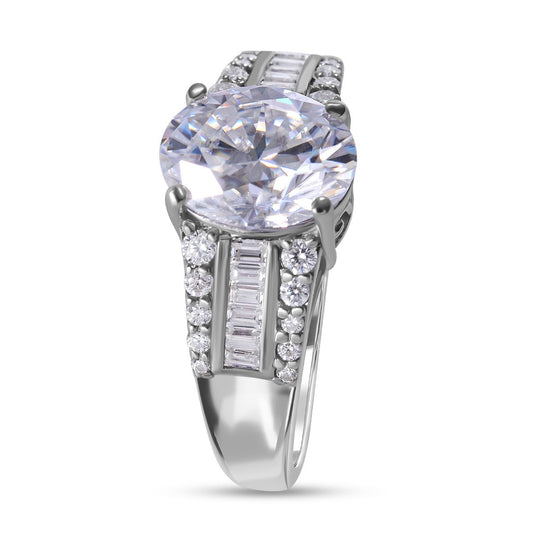 Moissanit Ring, 925 Silber platiniert (Größe 20.00) ca. 3.21 ct