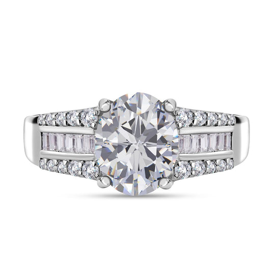 Moissanit Ring, 925 Silber platiniert (Größe 20.00) ca. 3.21 ct