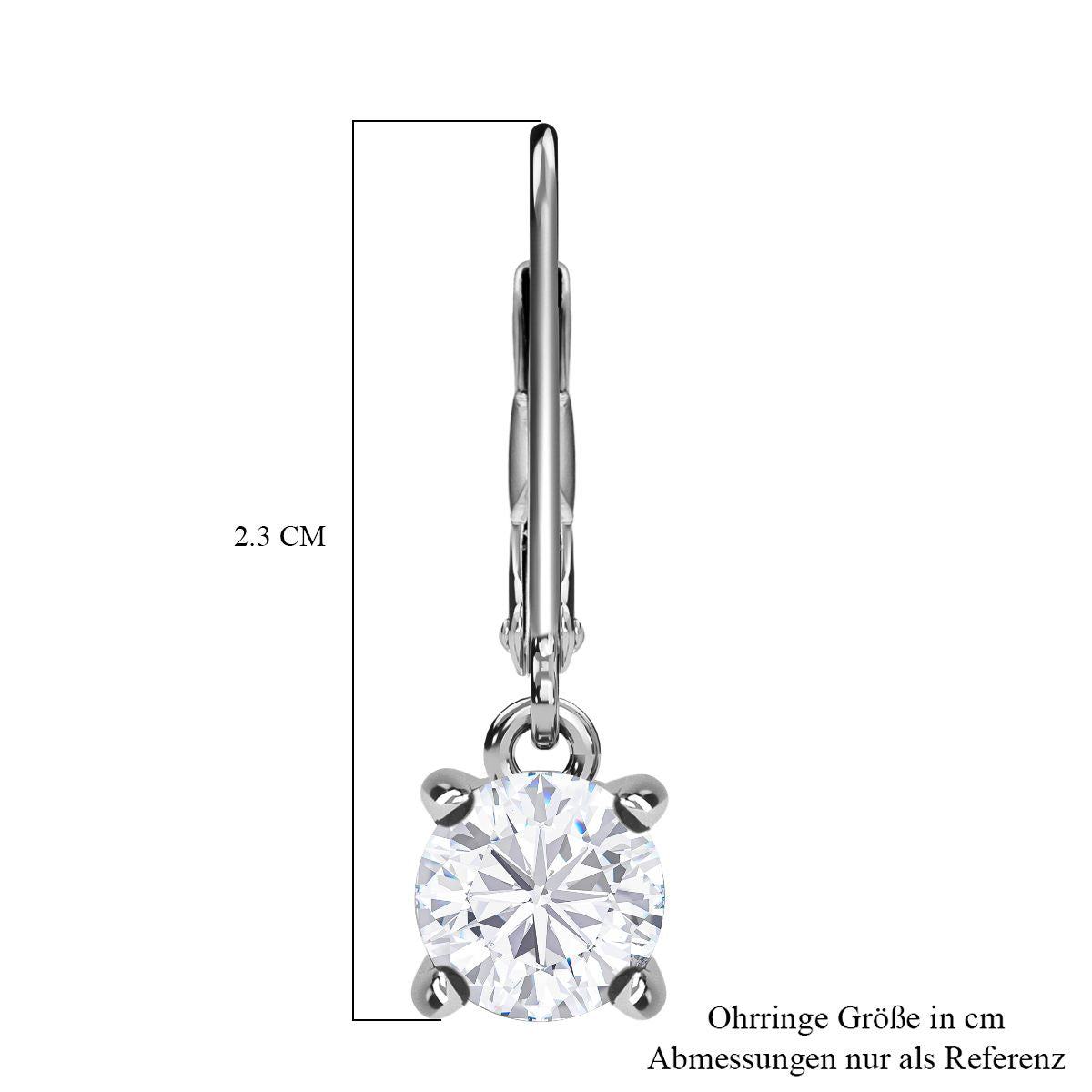 Moissanit Ohrringe 925 Silber platiniert ca. 1.56 ct