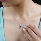 AAA Kyanit, Weißer Zirkon Anhänger 925 Silber platiniert ca. 1,49 ct.