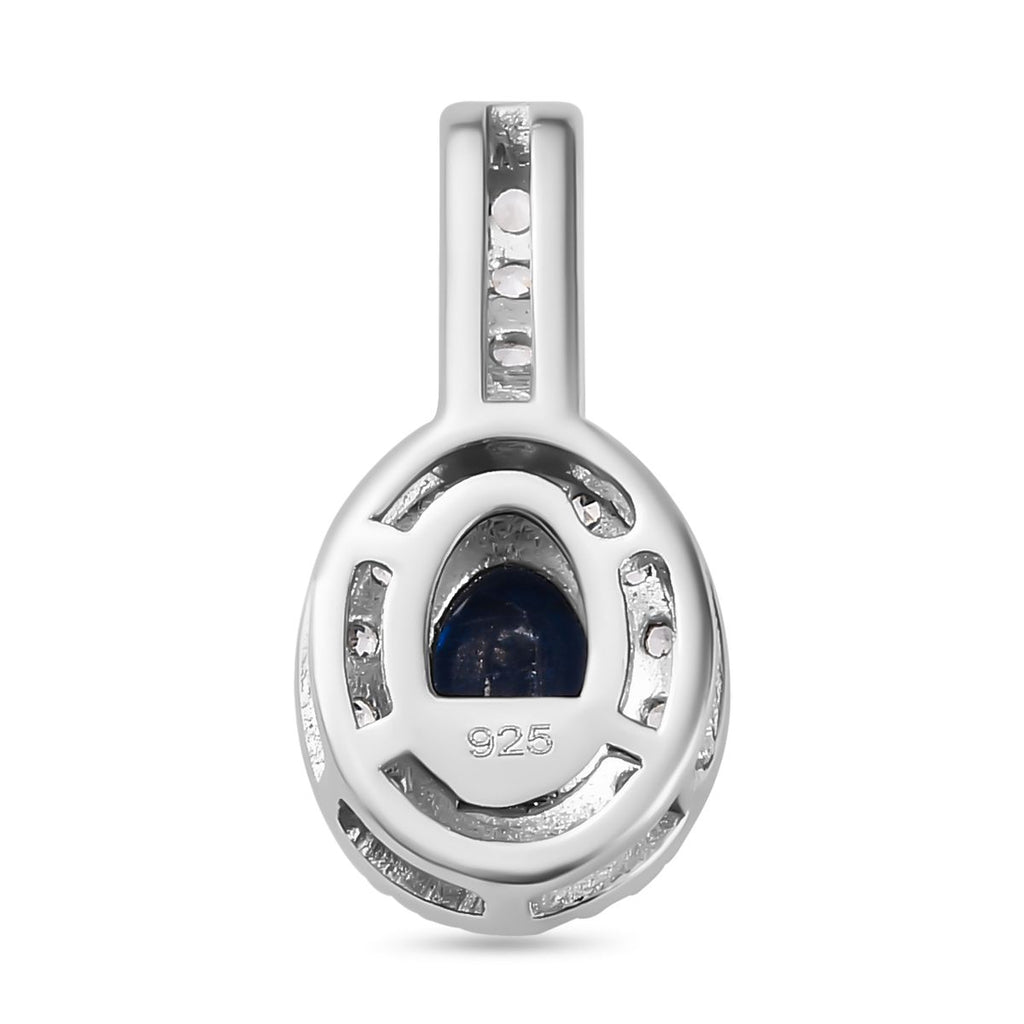 AAA Kyanit, Weißer Zirkon Anhänger 925 Silber platiniert ca. 1,49 ct.