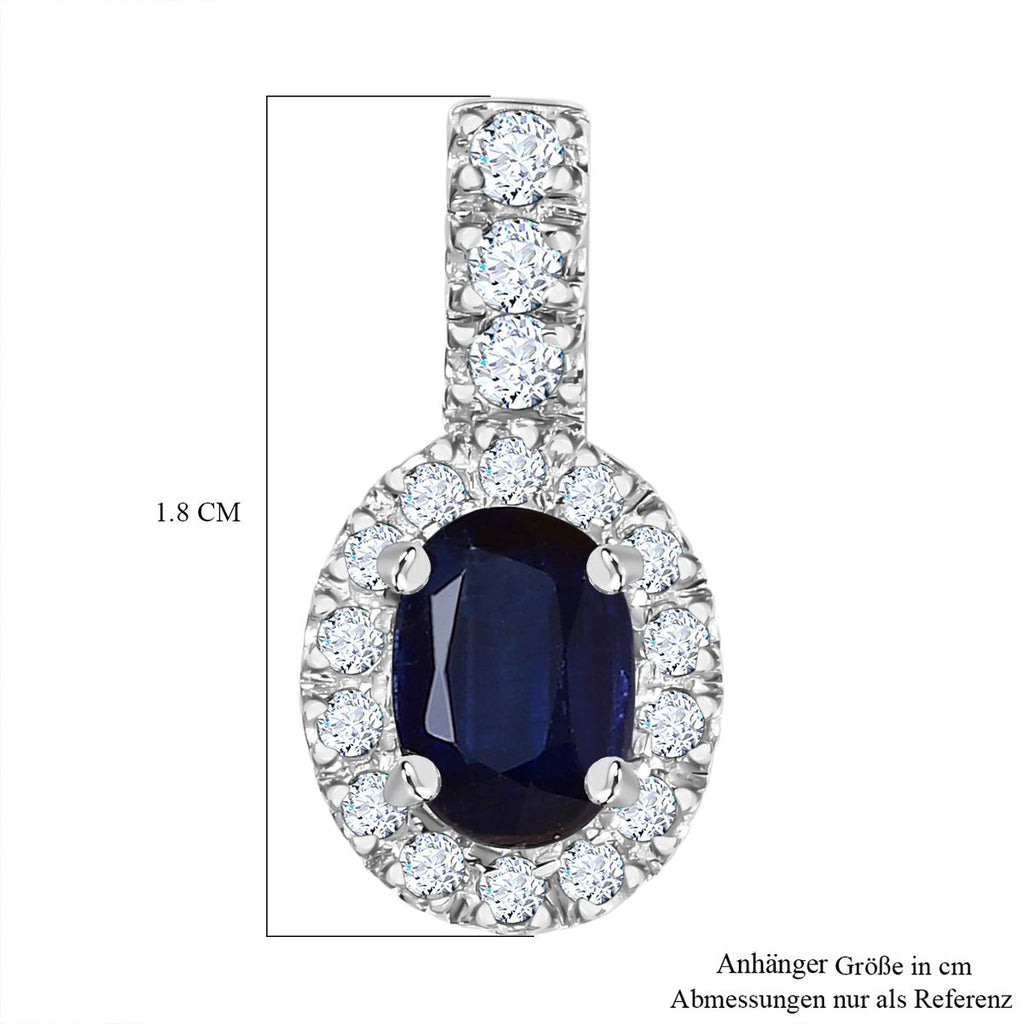 AAA Kyanit, Weißer Zirkon Anhänger 925 Silber platiniert ca. 1,49 ct.