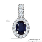 AAA Kyanit, Weißer Zirkon Anhänger 925 Silber platiniert ca. 1,49 ct.