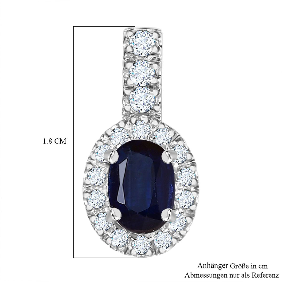 AAA Kyanit, Weißer Zirkon Anhänger 925 Silber platiniert ca. 1,49 ct.