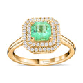 Iliana AAA Kolumbianischer Smaragd, Weißer Diamant SI Ring, AGI zertifiziert und geprüft, 750 Gold (Größe 19.00) ca. 1,00 ct