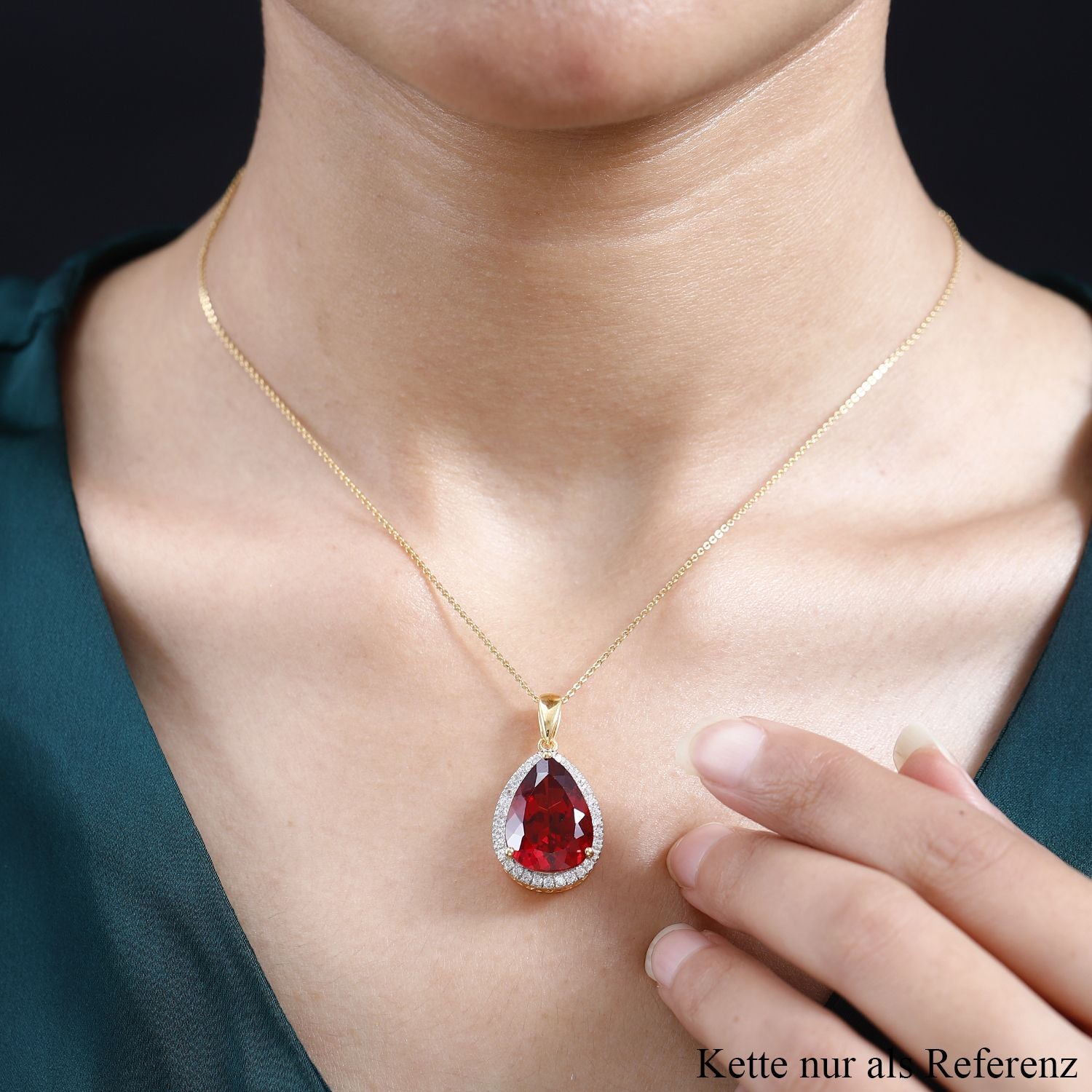 Lab Created Padparadscha-Saphir, Weißer Zirkon Anhänger 925 Silber Gelbgold Vermeil ca. 17,07 ct.