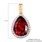 Lab Created Padparadscha-Saphir, Weißer Zirkon Anhänger 925 Silber Gelbgold Vermeil ca. 17,07 ct.