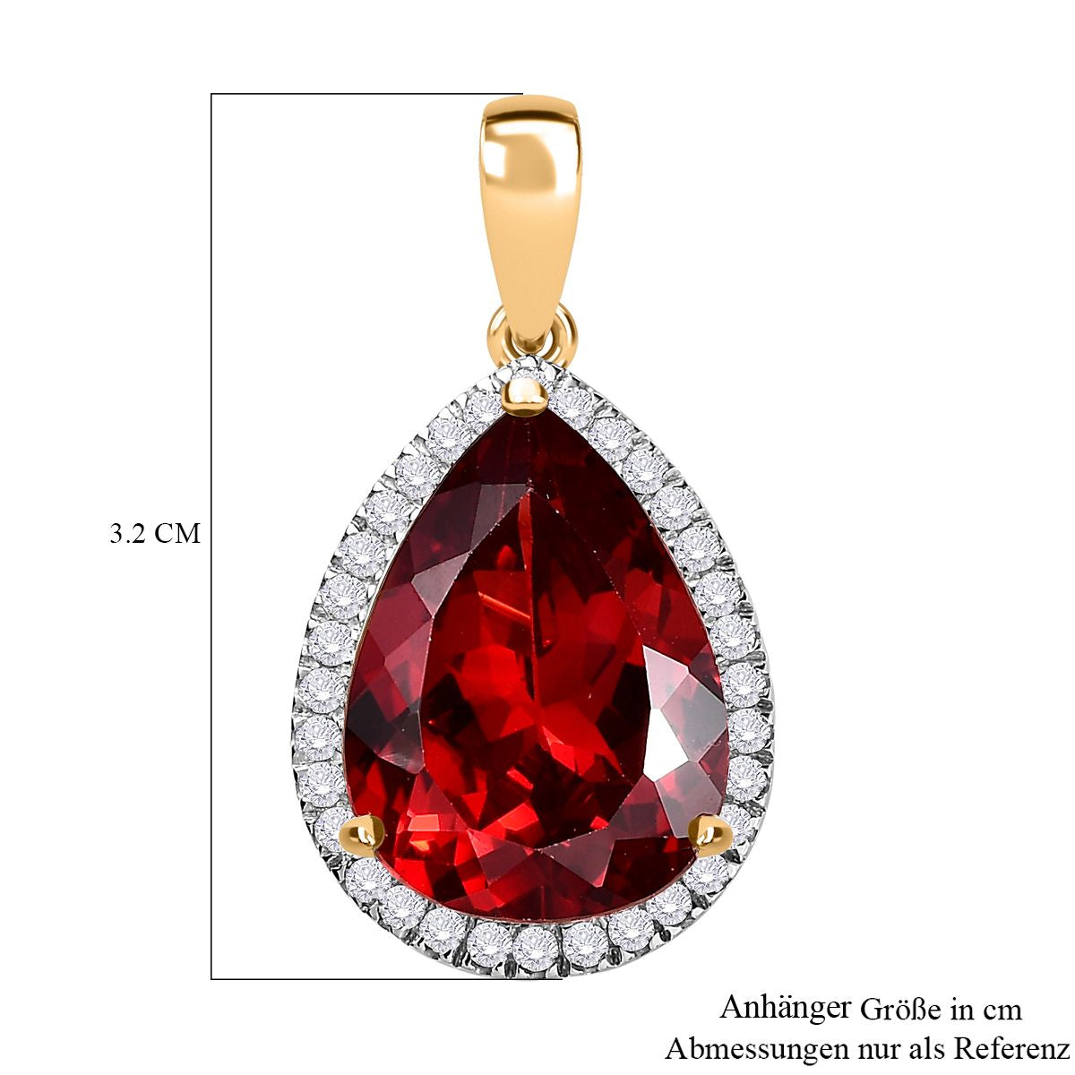 Lab Created Padparadscha-Saphir, Weißer Zirkon Anhänger 925 Silber Gelbgold Vermeil ca. 17,07 ct.