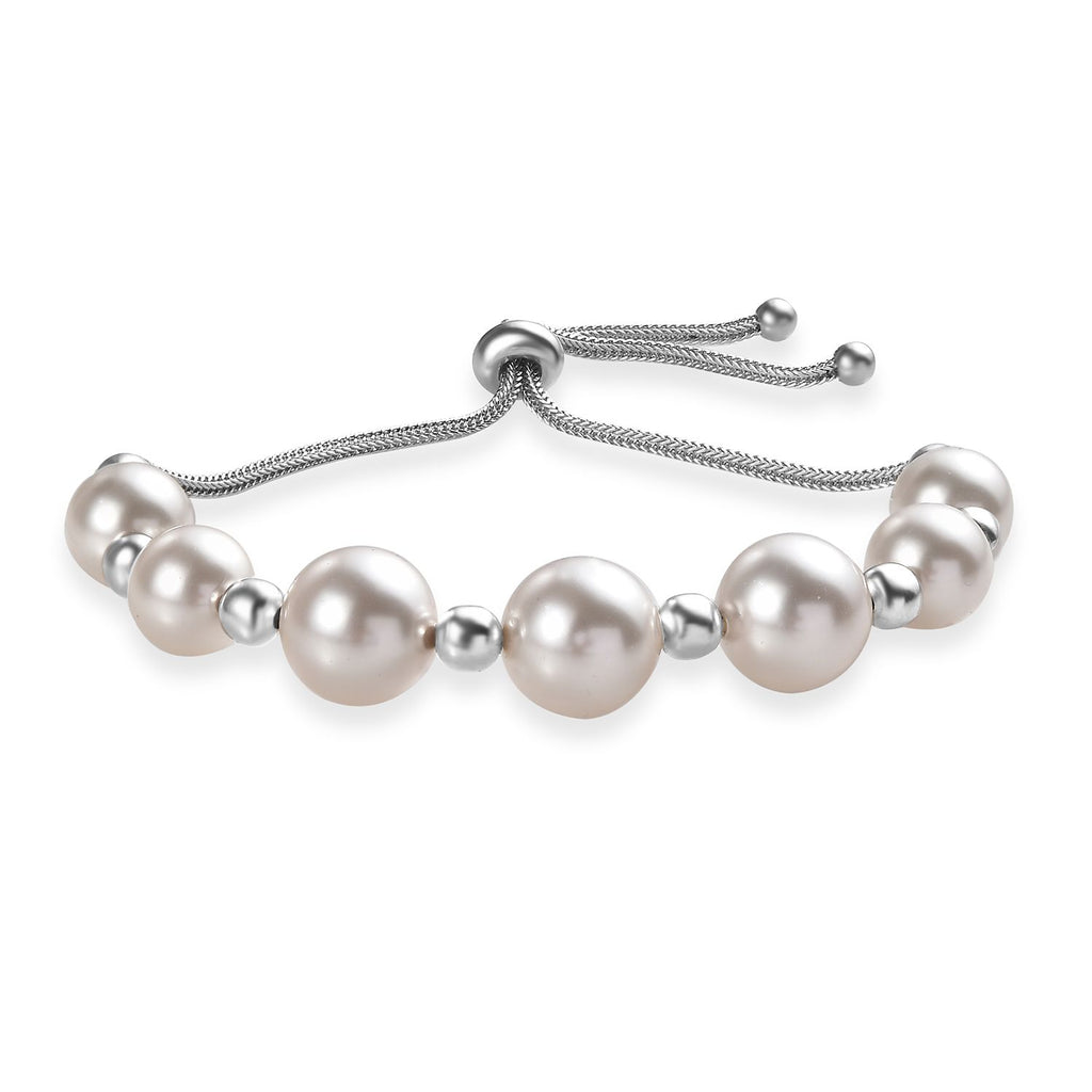 Kristall aus weißer Perle (12 mm) Armband ca. 26.75 cm 316L Edelstahl