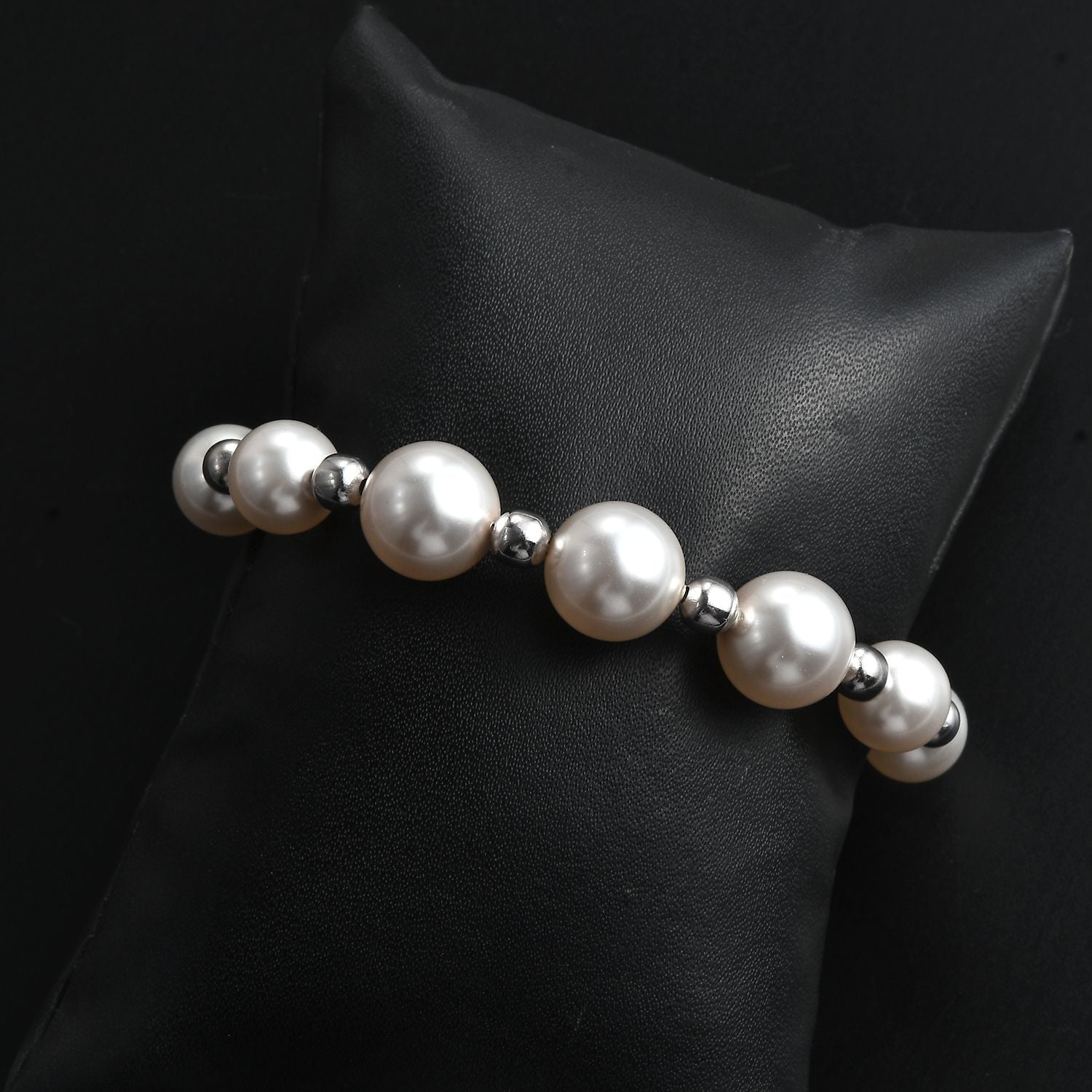 Kristall aus weißer Perle (12 mm) Armband ca. 26.75 cm 316L Edelstahl