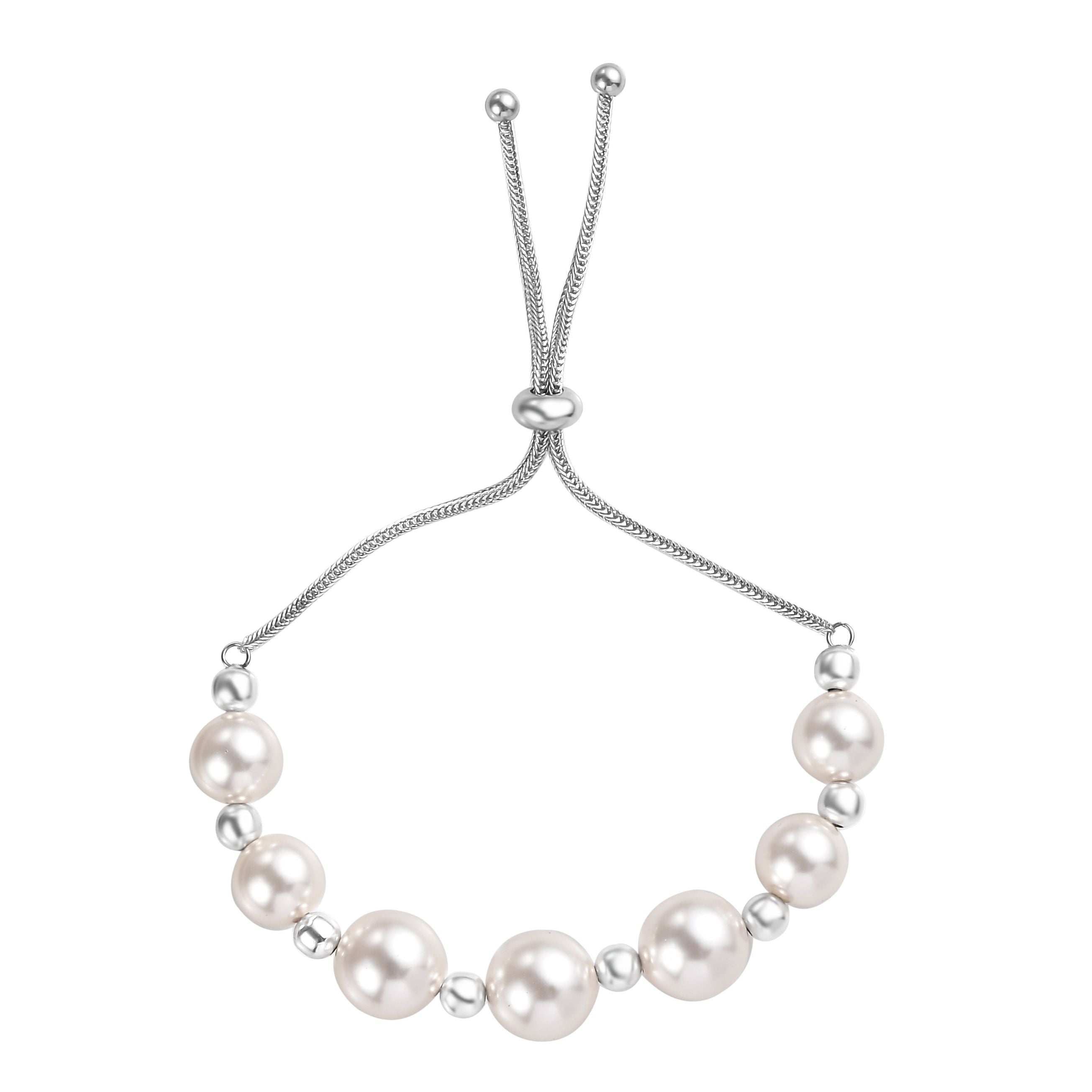 Kristall aus weißer Perle (12 mm) Armband ca. 26.75 cm 316L Edelstahl