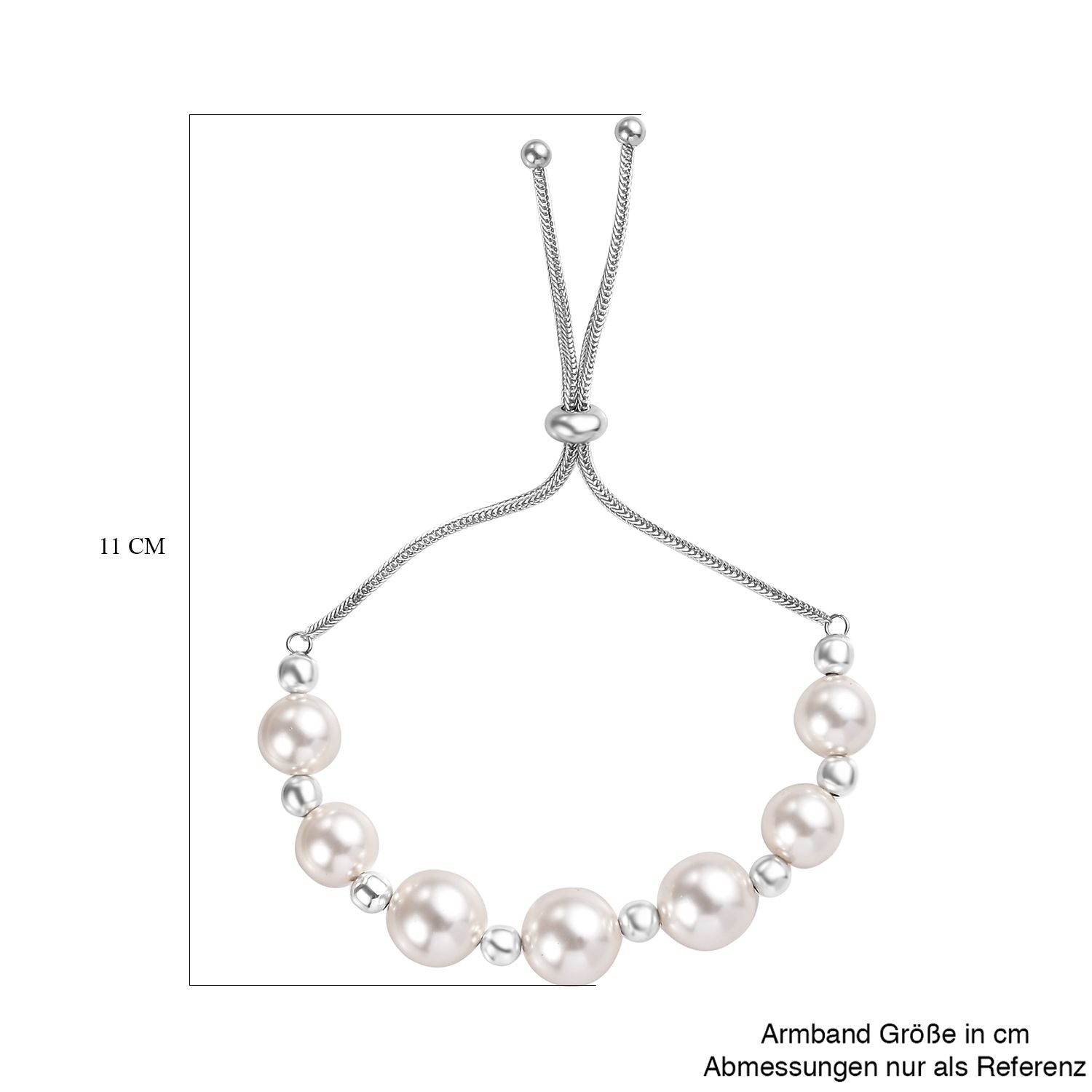 Kristall aus weißer Perle (12 mm) Armband ca. 26.75 cm 316L Edelstahl