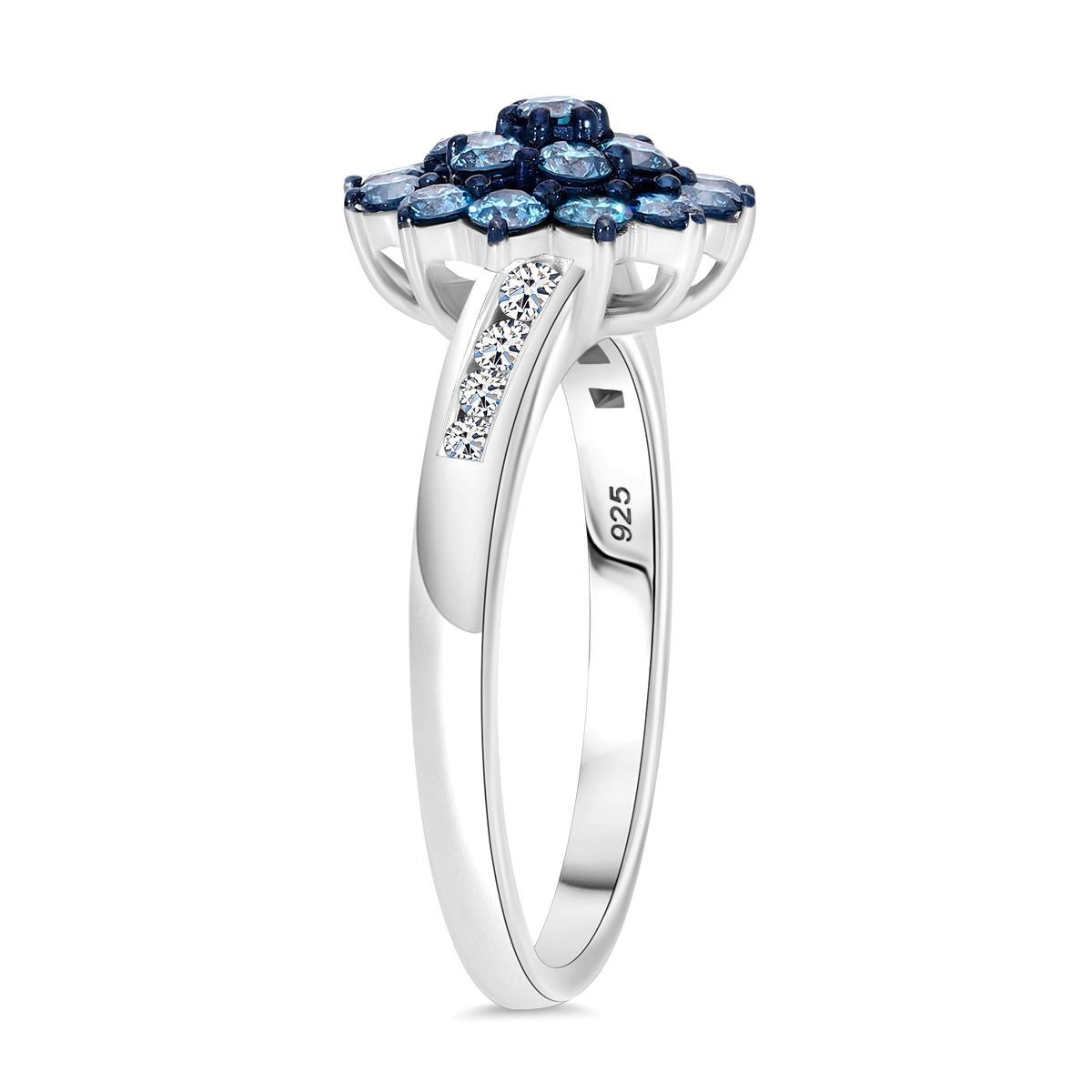 LUXURIANT DIAMOND- SGL zertifizierter SI-GH Labor blauer und weißer Diamant Ring und Ohrringe