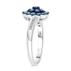 LUXURIANT DIAMOND- SGL zertifizierter SI-GH Labor blauer und weißer Diamant Ring und Ohrringe