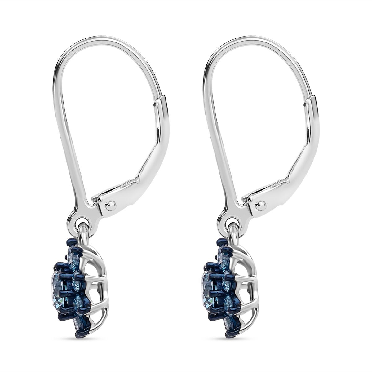 LUXURIANT DIAMOND- SGL zertifizierter SI-GH Labor blauer und weißer Diamant Ring und Ohrringe