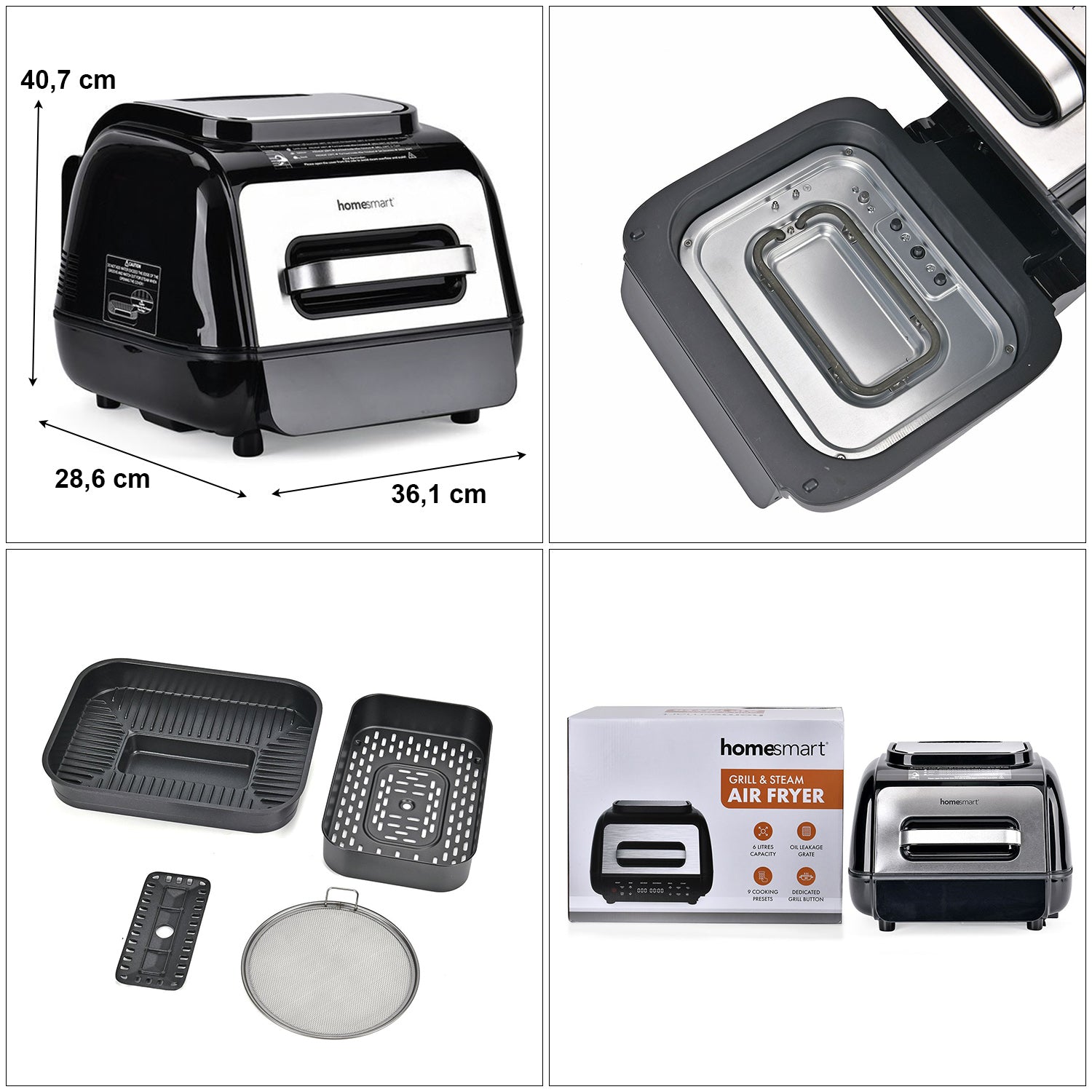HOMESMART Foodi Steam Grill Air-Fryer, Multifunktion, 6L Kapazität