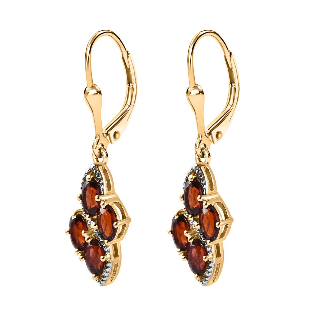 Mosambik Granat Ohrringe 925 Silber Gelbgold Vermeil ca. 2,42 ct.