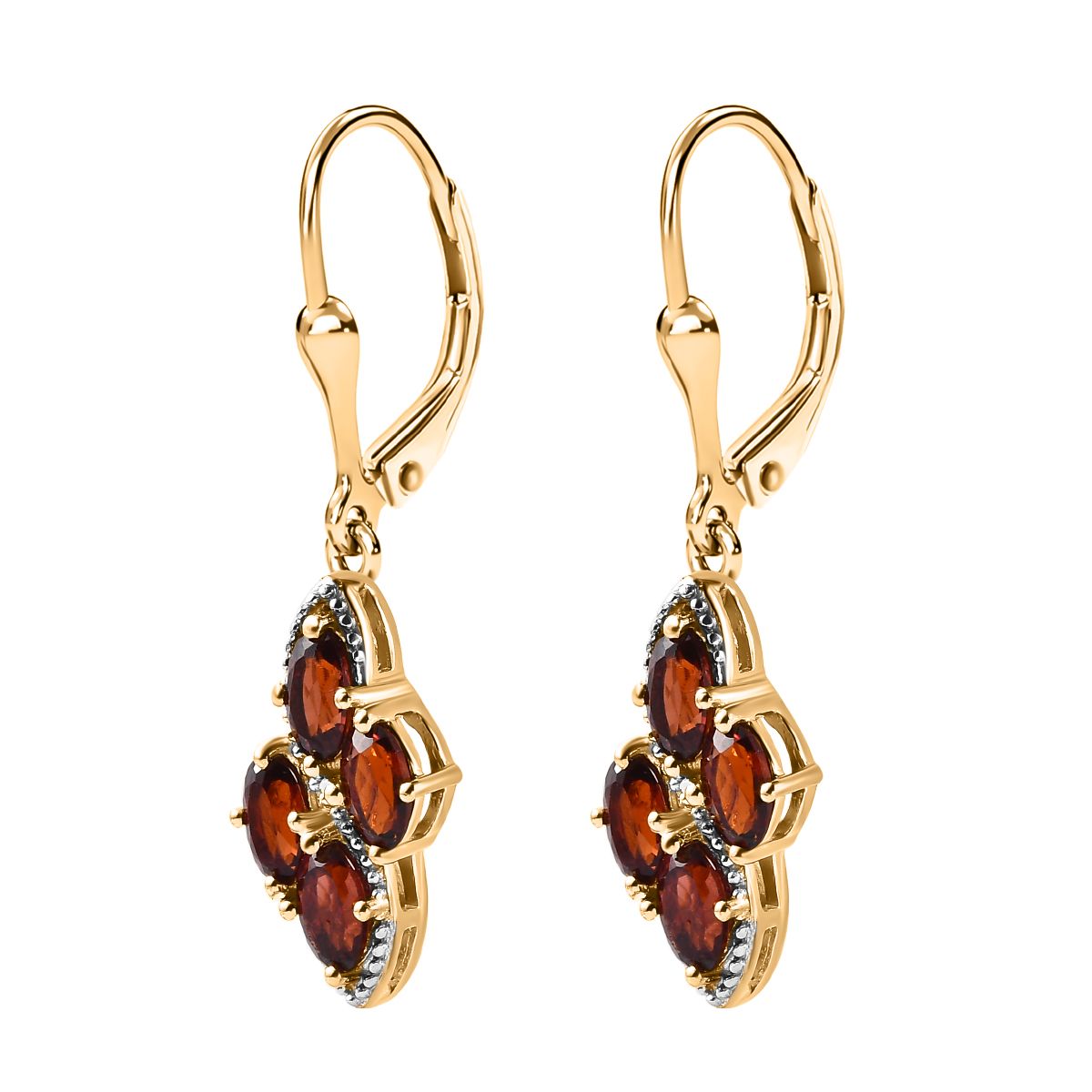 Mosambik Granat Ohrringe 925 Silber Gelbgold Vermeil ca. 2,42 ct.