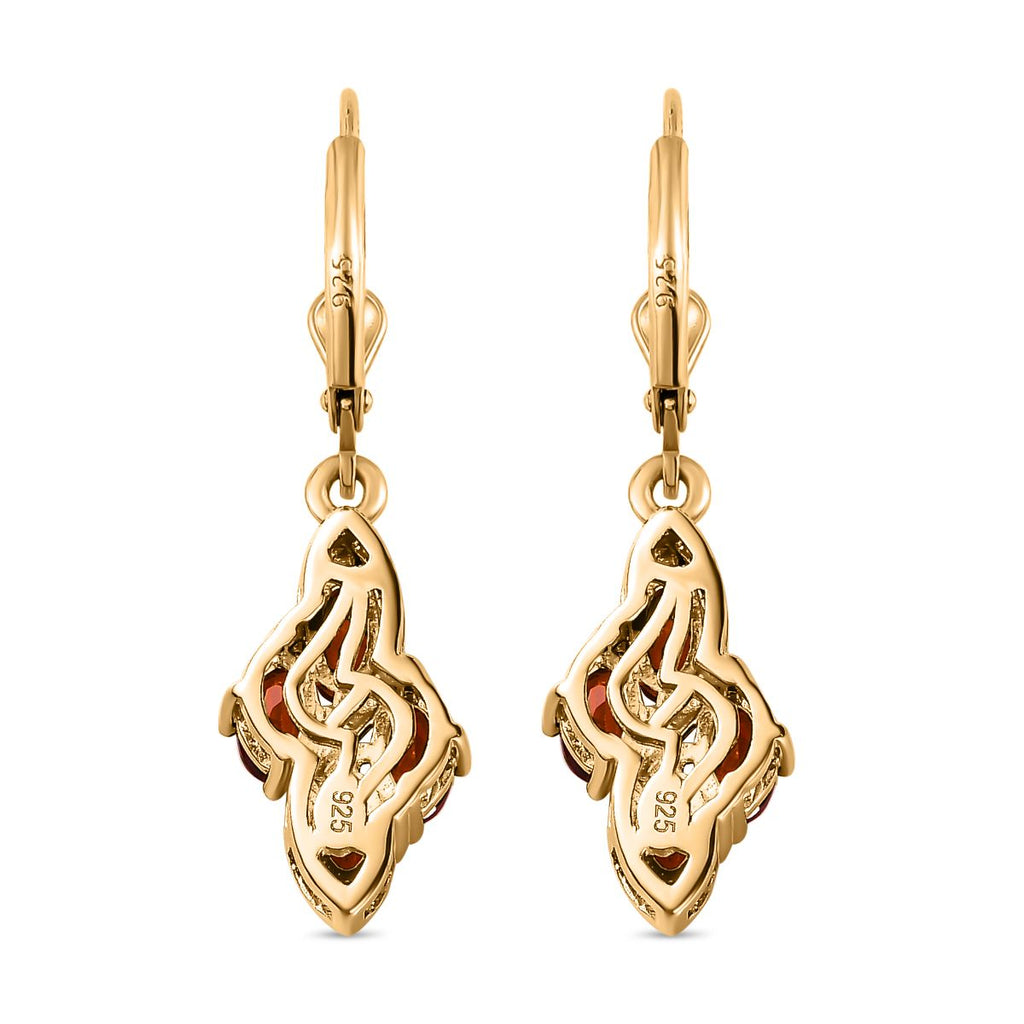 Mosambik Granat Ohrringe 925 Silber Gelbgold Vermeil ca. 2,42 ct.