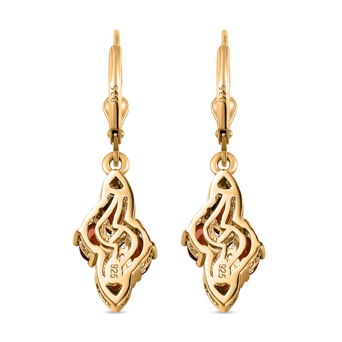 Mosambik Granat Ohrringe 925 Silber Gelbgold Vermeil ca. 2,42 ct.