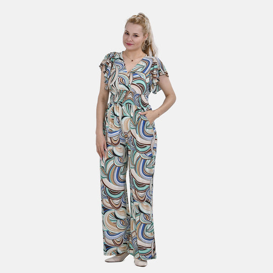 Jumpsuit mit gesmokter Taille und Flatterärmel, 70's