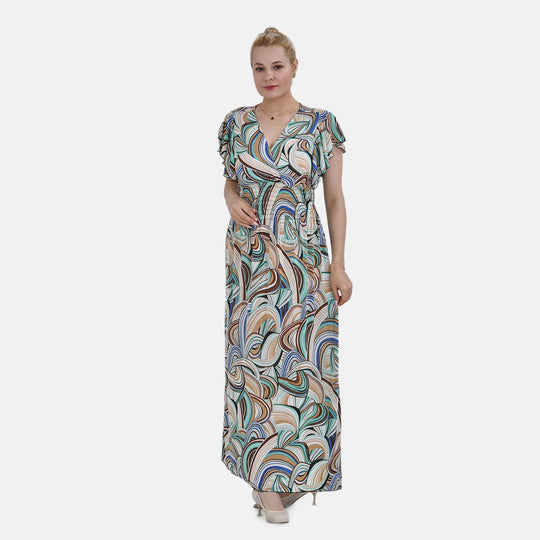 Maxikleid mit gesmokter Taille und Flatterärmeln, Größe 35x125cm, gelb