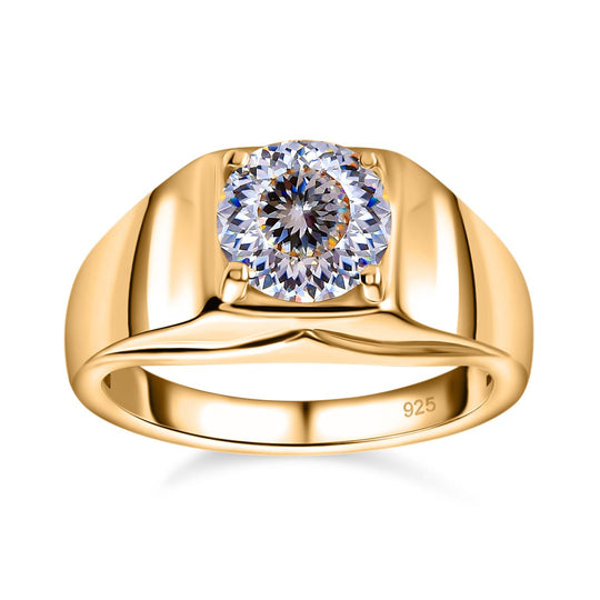 120 Facetten Moissanit Ring, 925 Silber Gelbgold Vermeil (Größe 18.00) ca. 1.44 ct