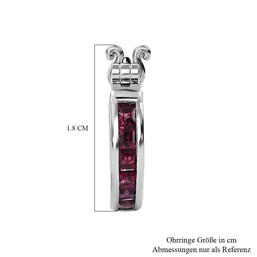 Rhodolith Granat Ohrringe 925 Silber platiniert ca. 0,85 ct.