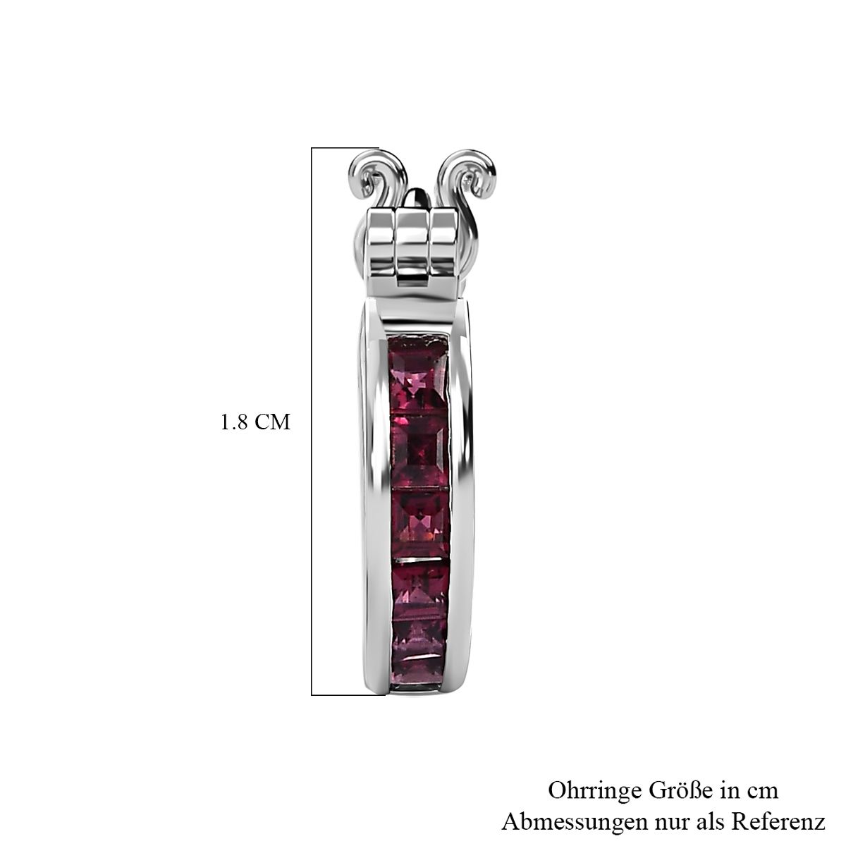 Rhodolith Granat Ohrringe 925 Silber platiniert ca. 0,85 ct.