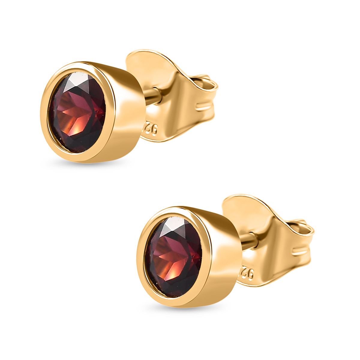 Rhodolith Granat Ohrringe, 925 Silber Gelbgold Vermeil ca. 1.19 ct