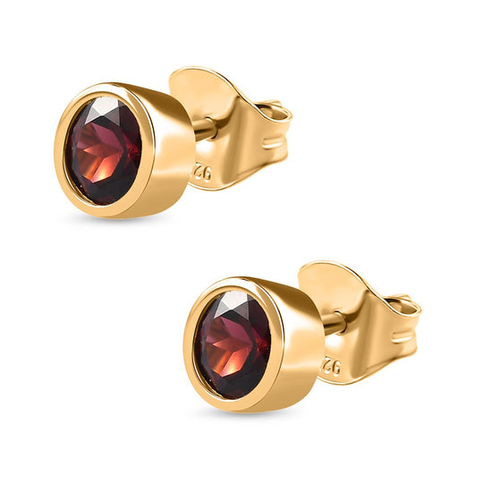 Rhodolith Granat Ohrringe, 925 Silber Gelbgold Vermeil ca. 1.19 ct