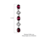 Rhodolith Granat, Weißer Zirkon Ohrringe 925 Silber platiniert ca. 2,55 ct.
